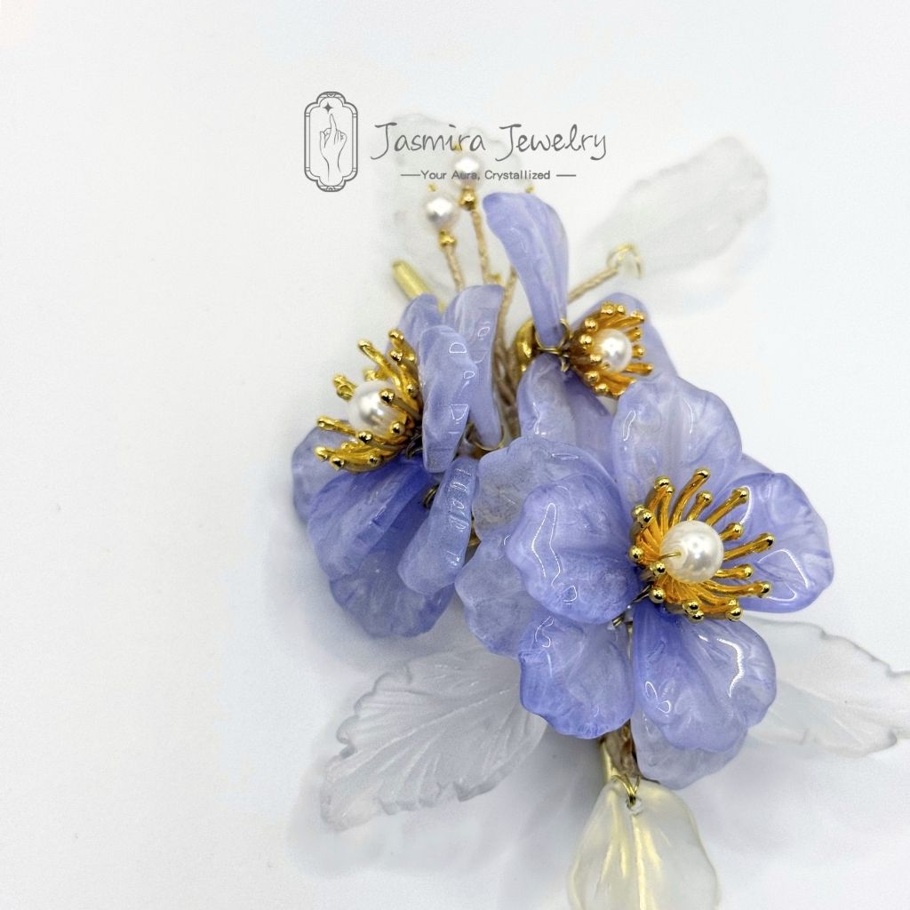 Purple Begonia Glass Hairpin