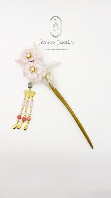Pink Camellia Glass Hairpin