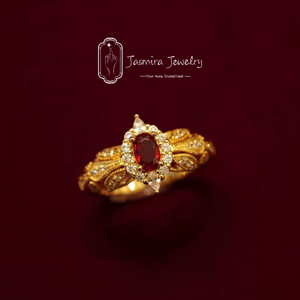 Blazing Sun Red Heart Ring