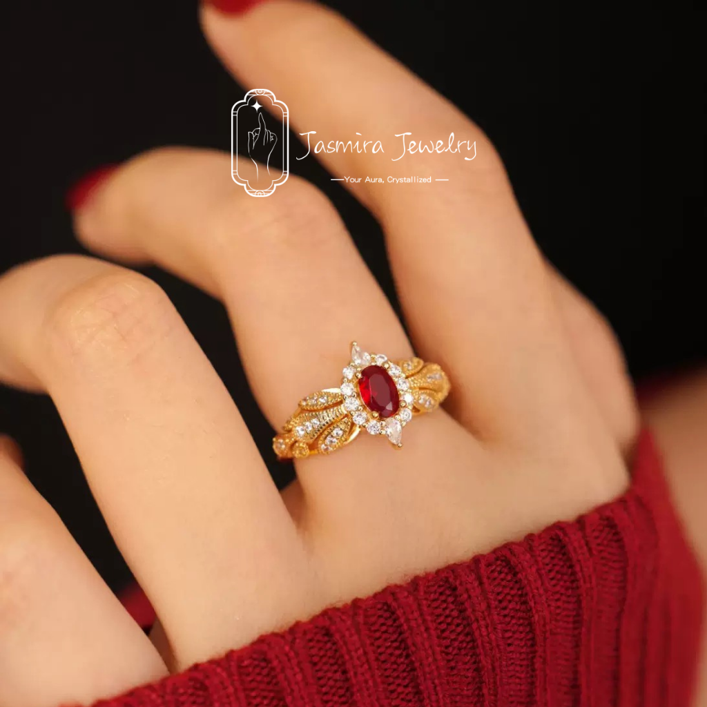 Blazing Sun Red Heart Ring