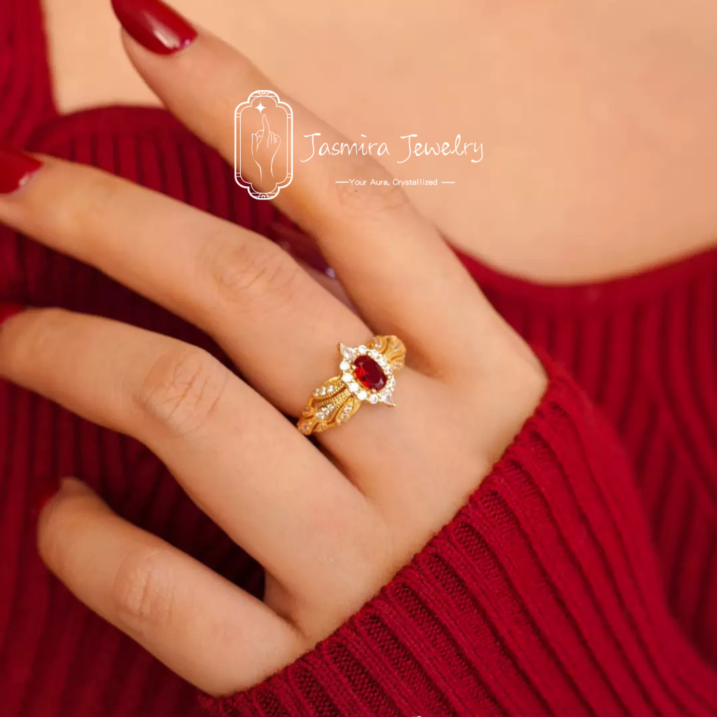Blazing Sun Red Heart Ring