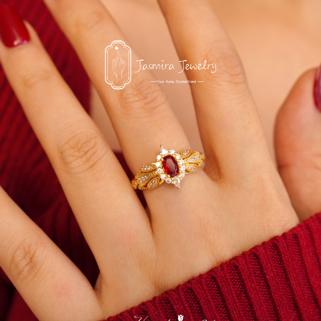 Blazing Sun Red Heart Ring