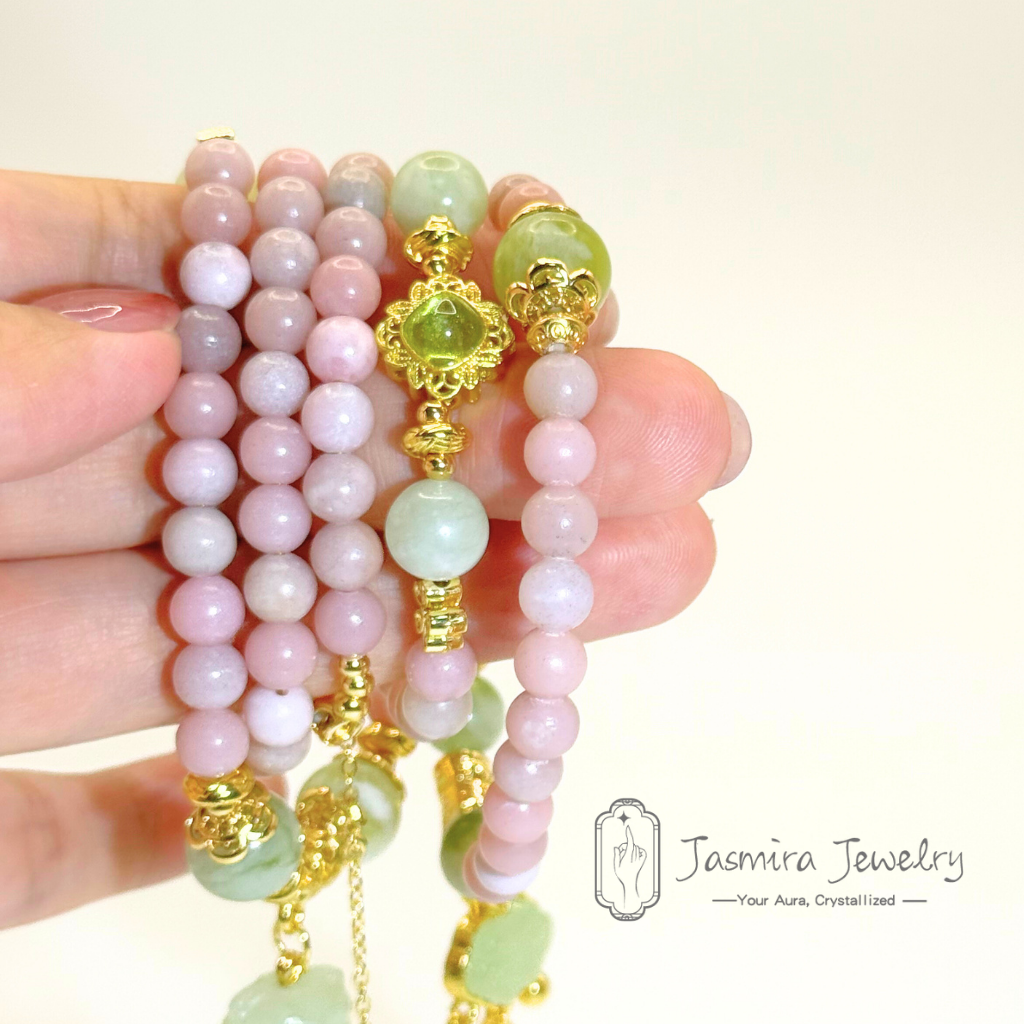 The Green Lion and Peach Blossom Necklace