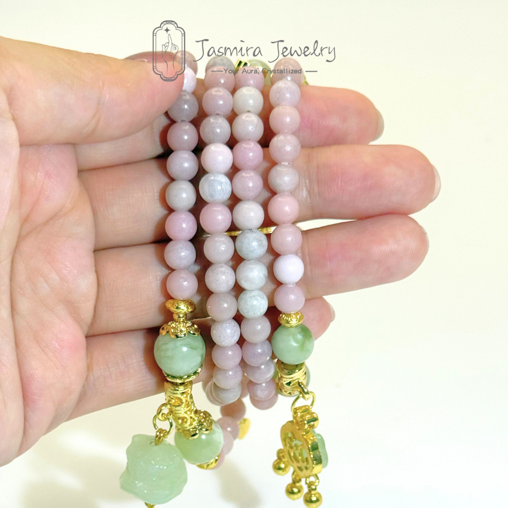 The Green Lion and Peach Blossom Necklace