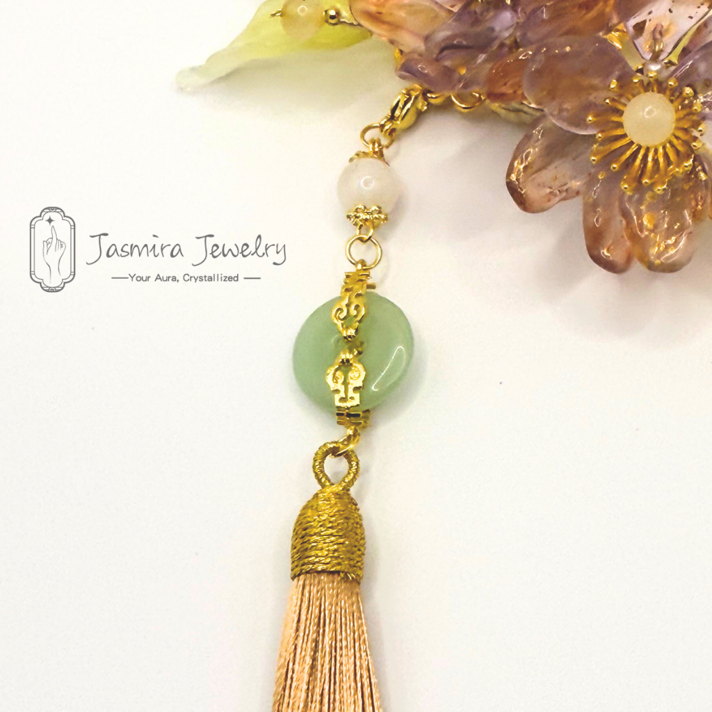 Double-Petaled Peach Blossom Glass Hairpin