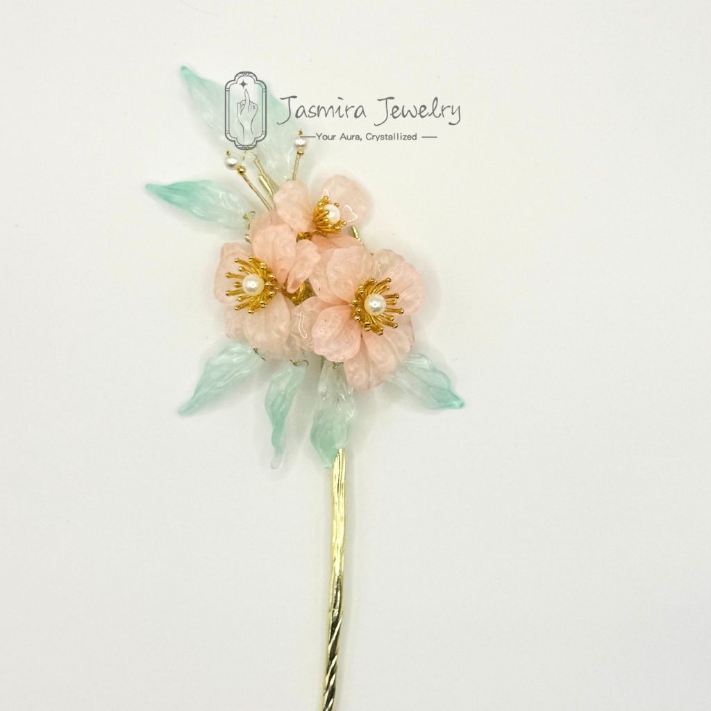 Pink Begonia Glass Hairpin