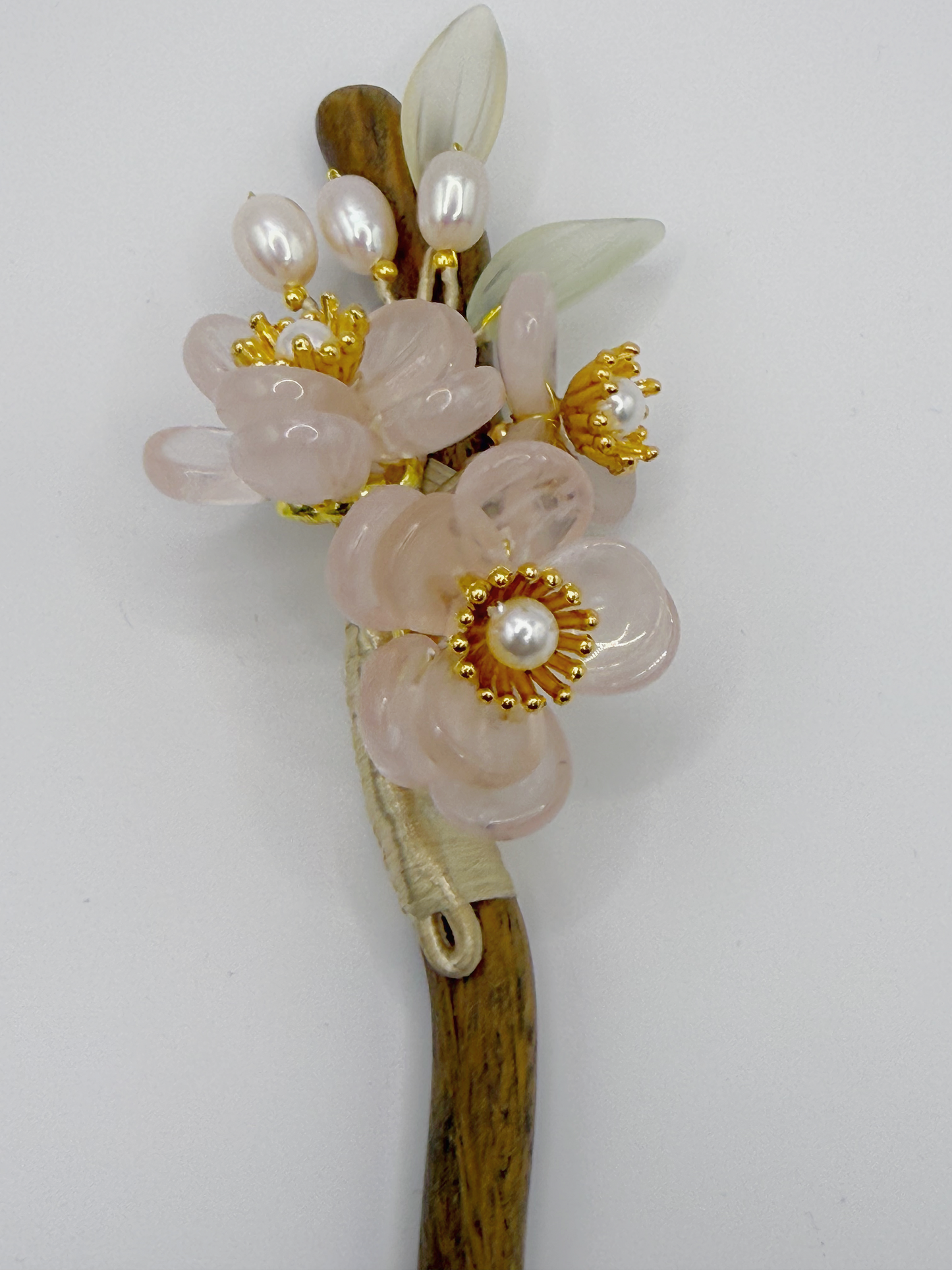 Peach Blossom-shaped Rose quartz Hairpin
